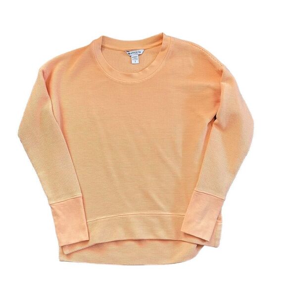 ATHLETA Coaster Luxe Waffle Sweatshirt Orange Size Small - Picture 1 of 6